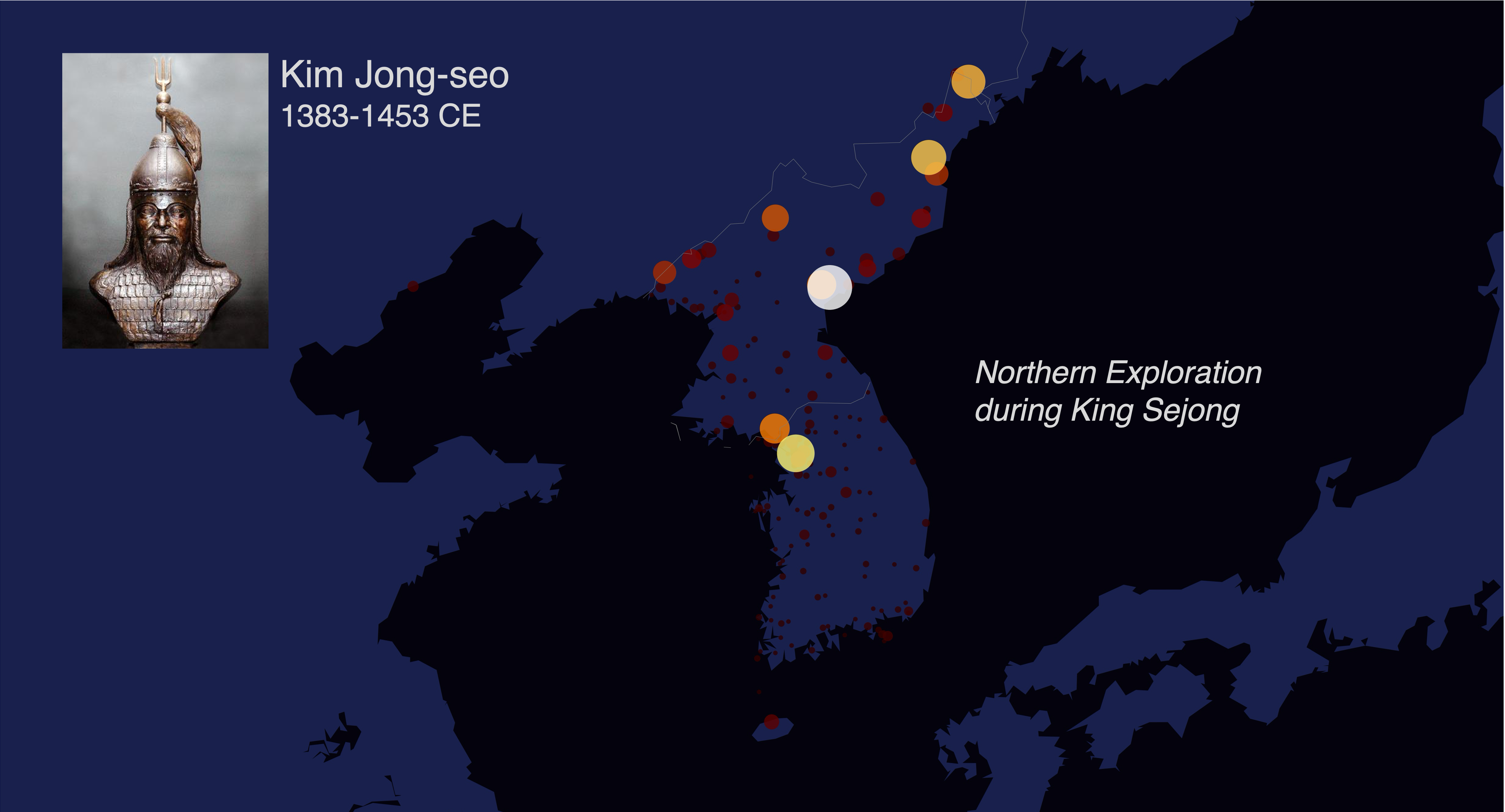 Locations associated with Kim Jong-seo in the Annals of the Joseon Dynasty